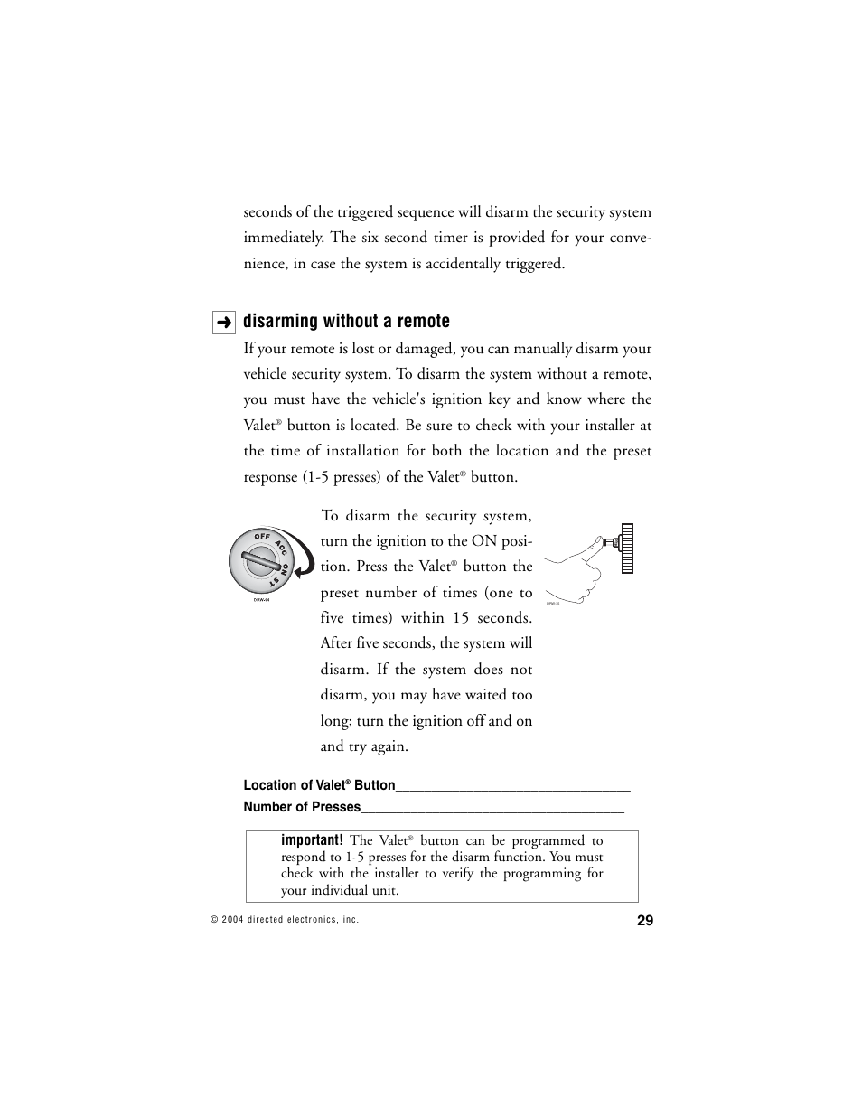 Disarming without a remote | Avital AVISTART 4400 User Manual | Page 32 / 57