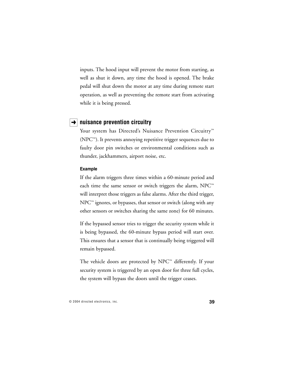 Nuisance prevention circuitry | Avital AVISTART 4400 User Manual | Page 42 / 57