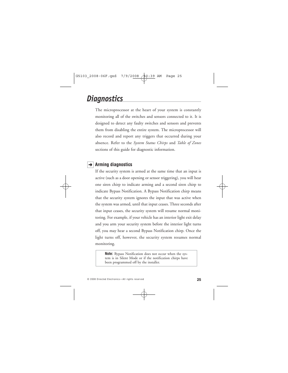 Diagnostics | Avital G5103 User Manual | Page 28 / 43