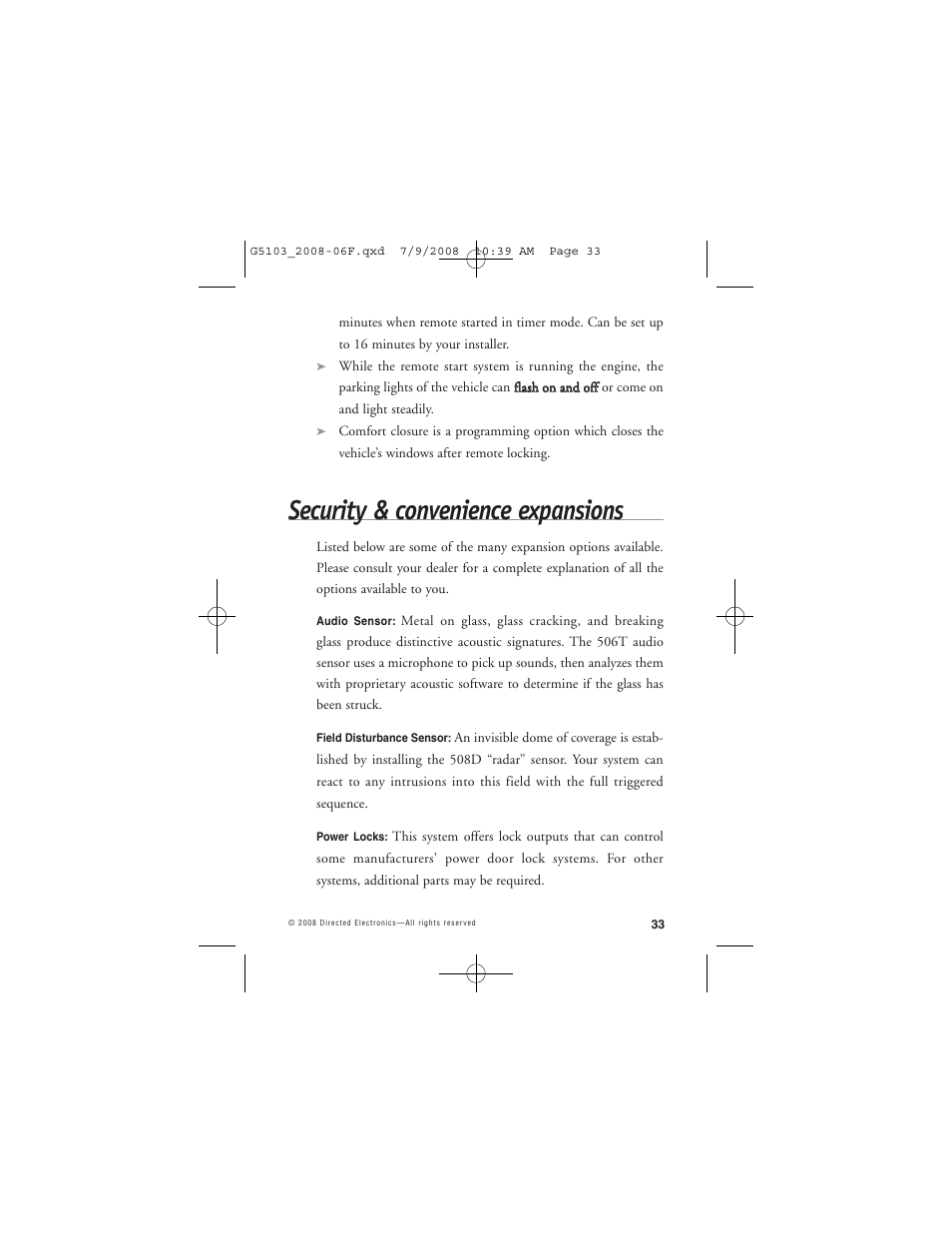 Security & convenience expansions | Avital G5103 User Manual | Page 36 / 43