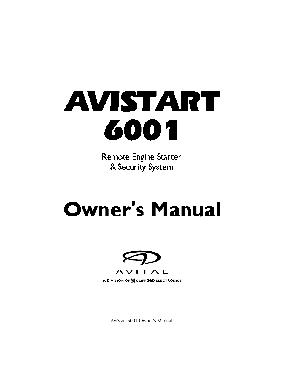 Avital AviStart 6001 User Manual | 20 pages