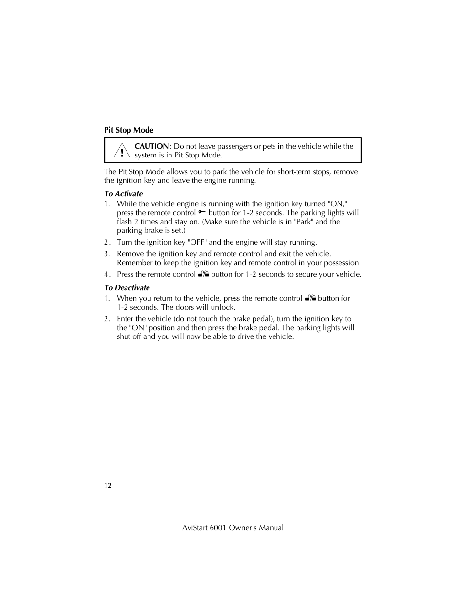 Avital AviStart 6001 User Manual | Page 14 / 20