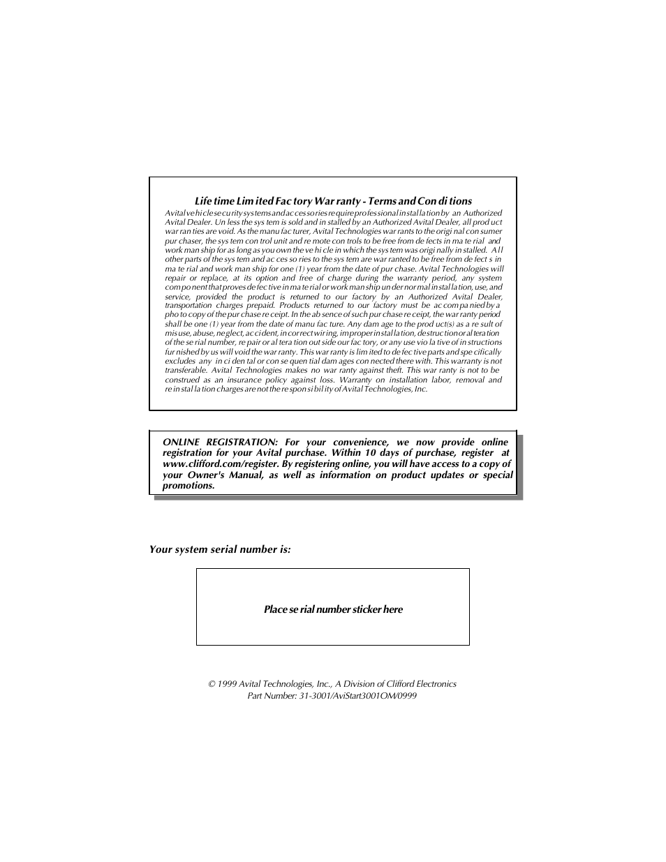 Avital AVISTART 3001 User Manual | Page 12 / 12