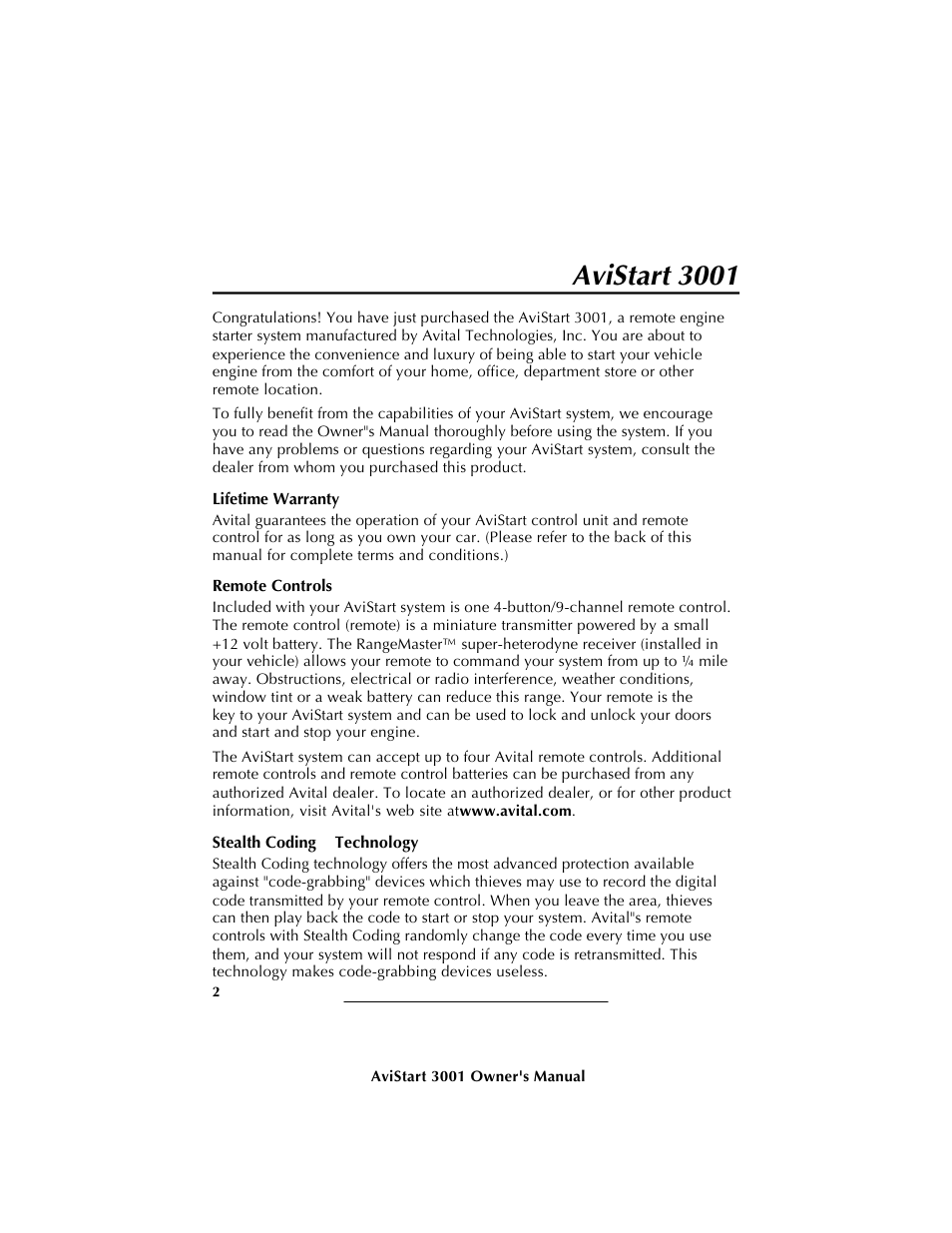 Avistart 3001 | Avital AVISTART 3001 User Manual | Page 4 / 12