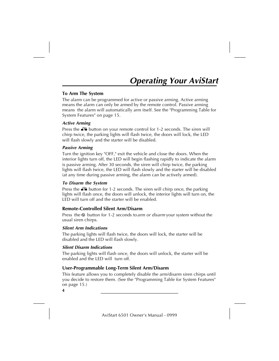 Operating your avistart | Avital AVISTART 6501 User Manual | Page 6 / 20