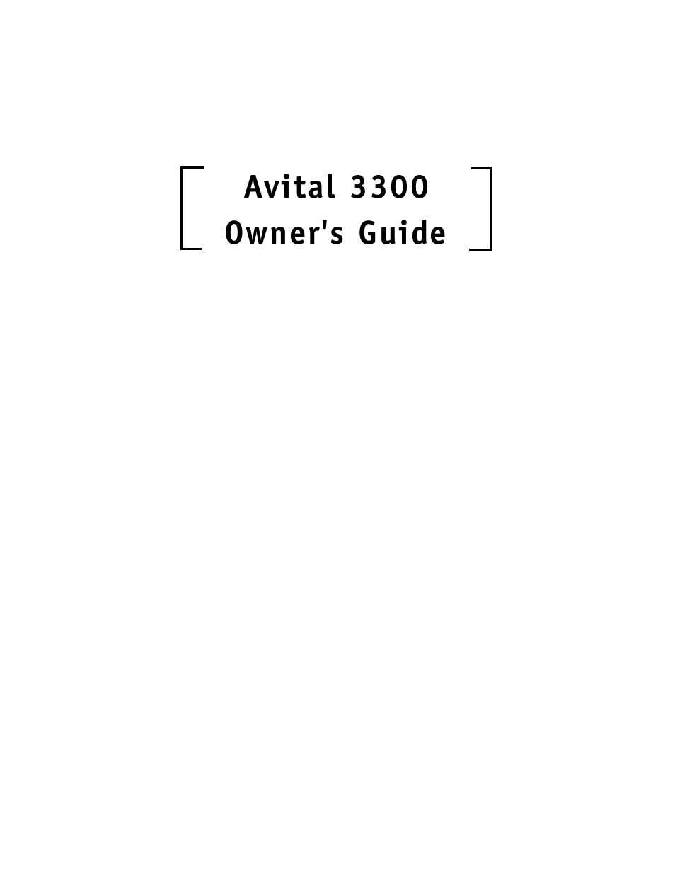 Avital 3300 User Manual | 40 pages