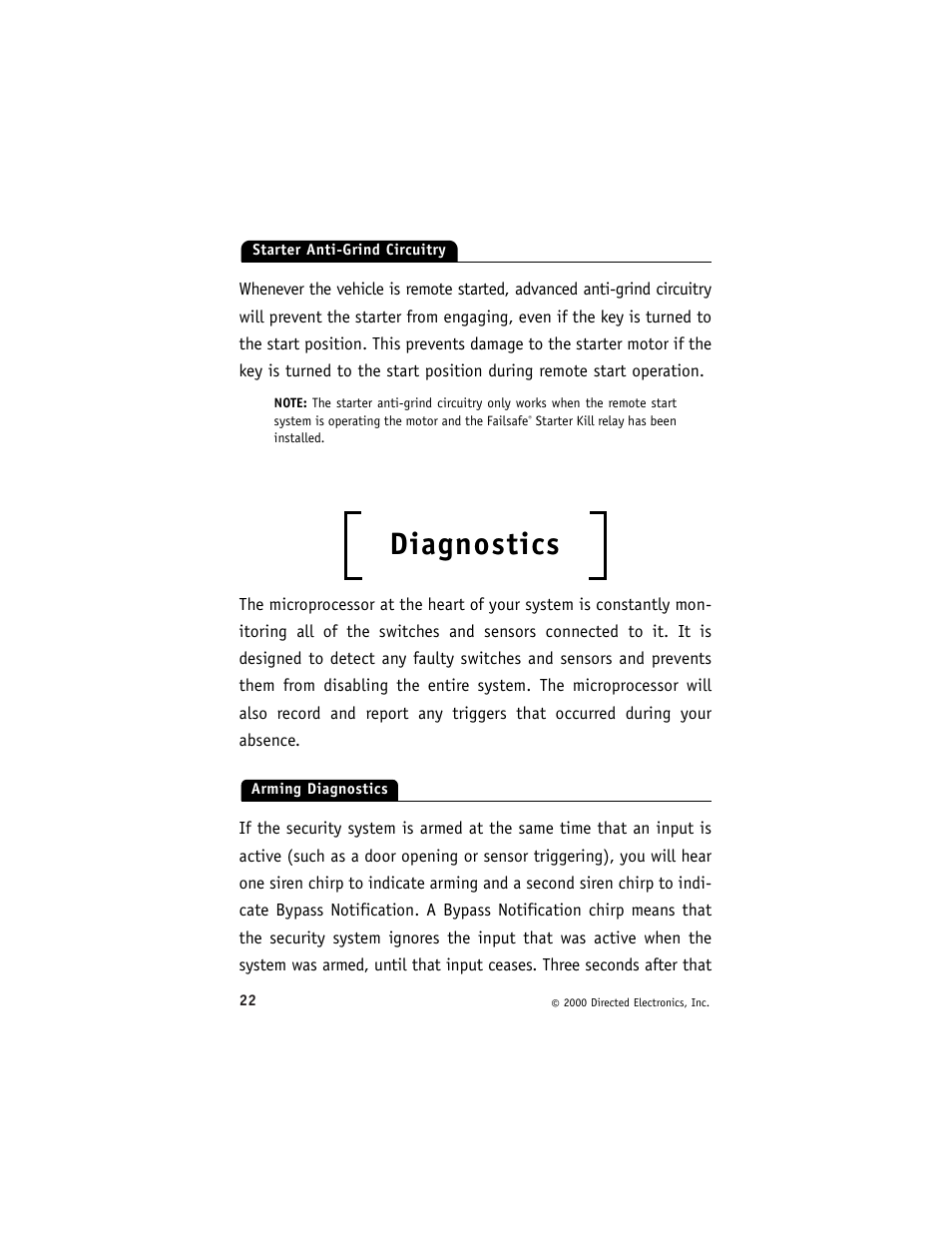 Diagnostics | Avital 3300 User Manual | Page 26 / 40