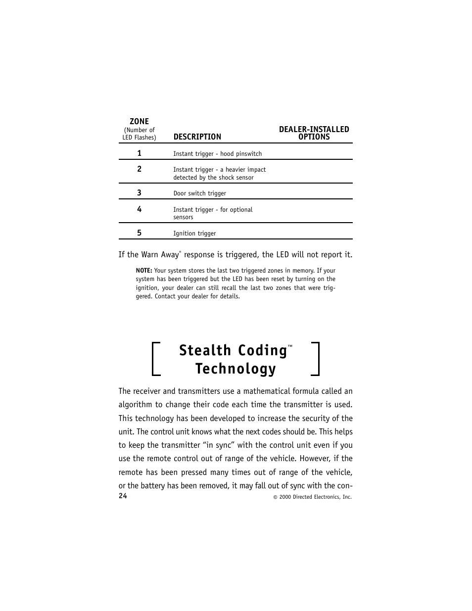 Stealth coding, Technology | Avital 3300 User Manual | Page 28 / 40
