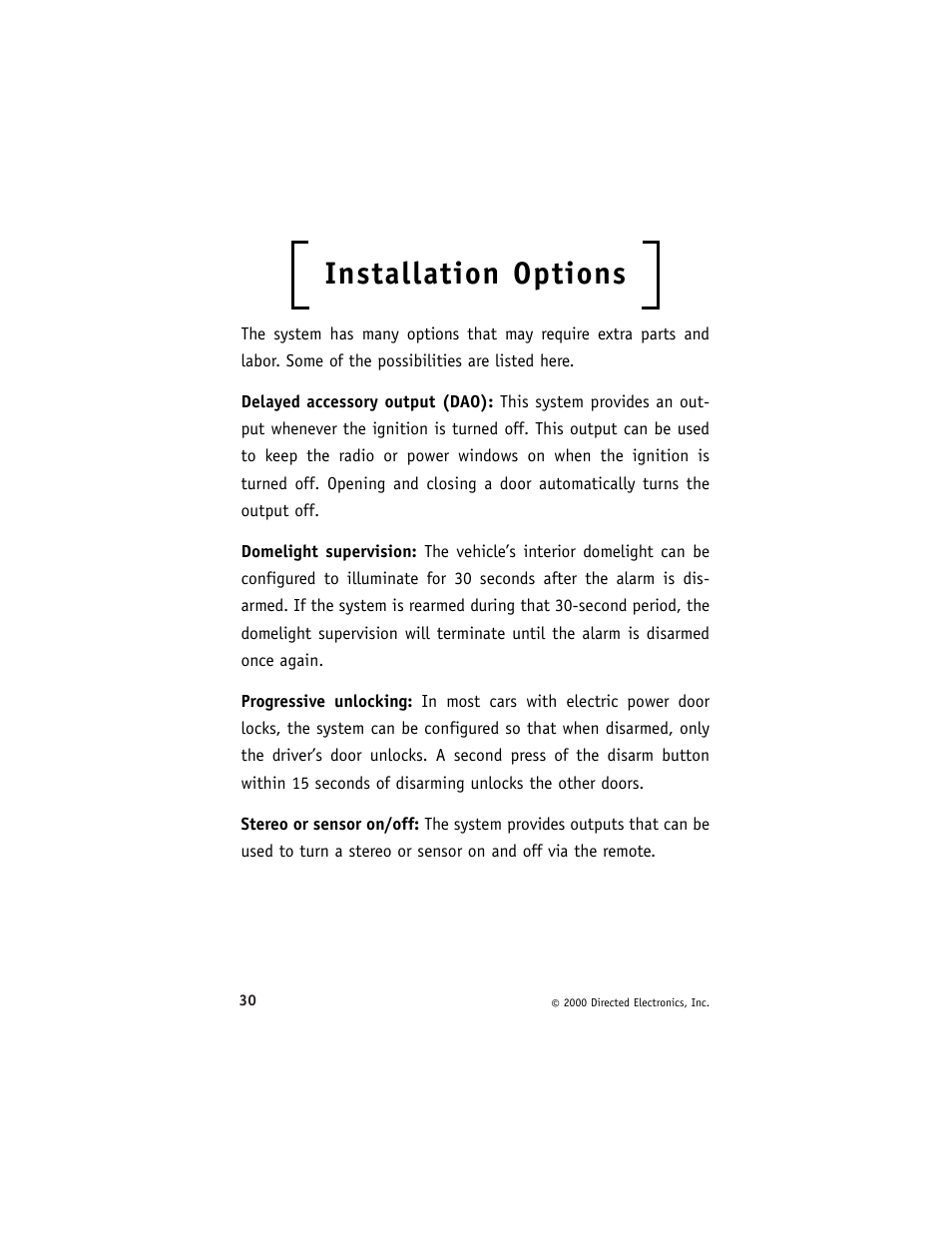 Installation options | Avital 3300 User Manual | Page 34 / 40