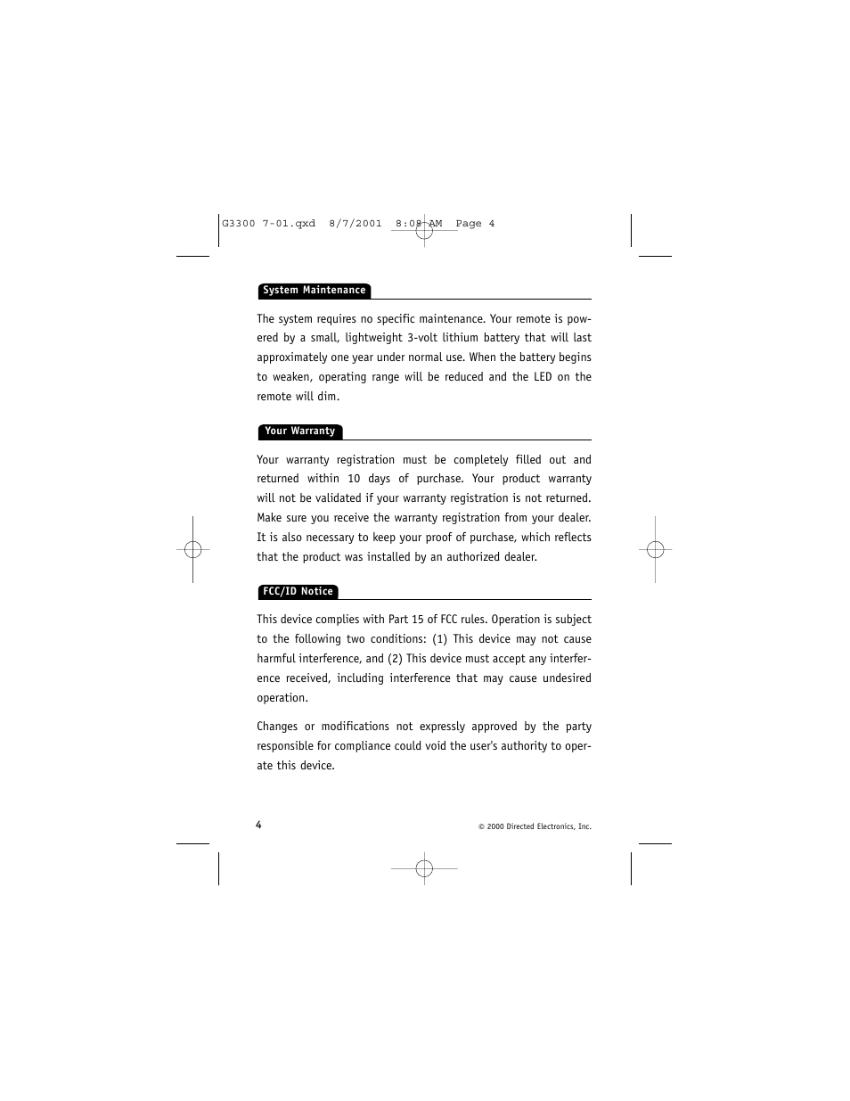 Avital 3300 User Manual | Page 8 / 40