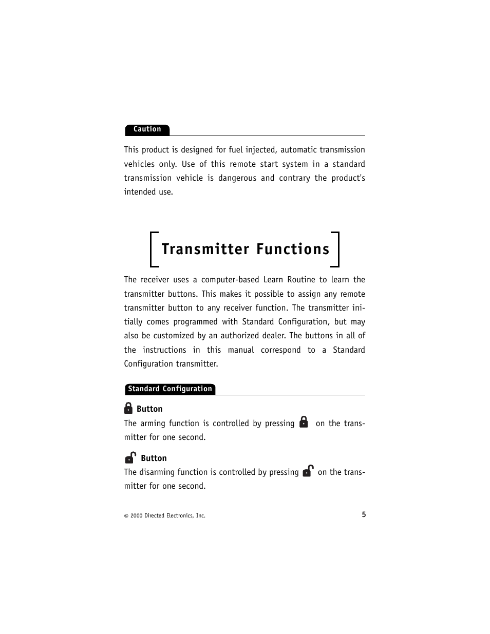 Transmitter functions | Avital 3300 User Manual | Page 9 / 40