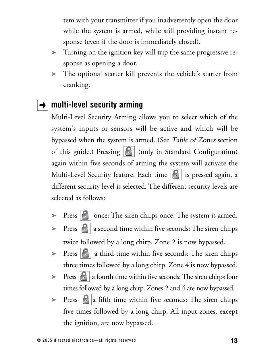 Multi-level security arming | Avital Model 4300 User Manual | Page 16 / 45