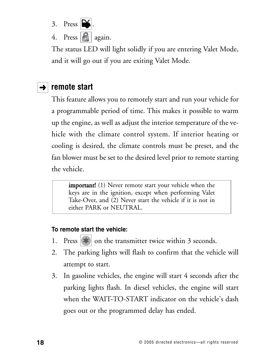 Remote start | Avital Model 4300 User Manual | Page 21 / 45