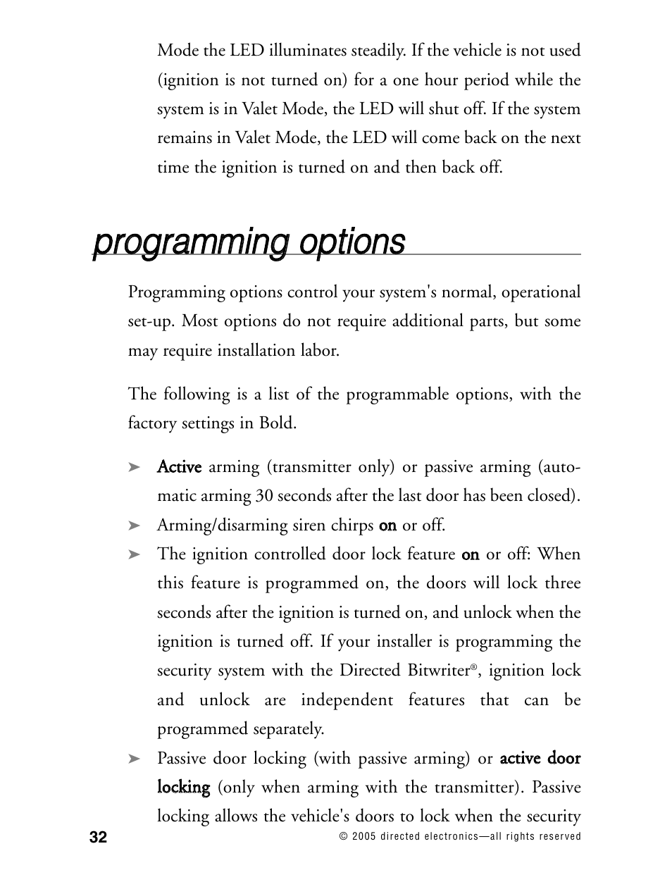 Pprro og grra am mm miin ng g o op pttiio on nss | Avital Model 4300 User Manual | Page 35 / 45