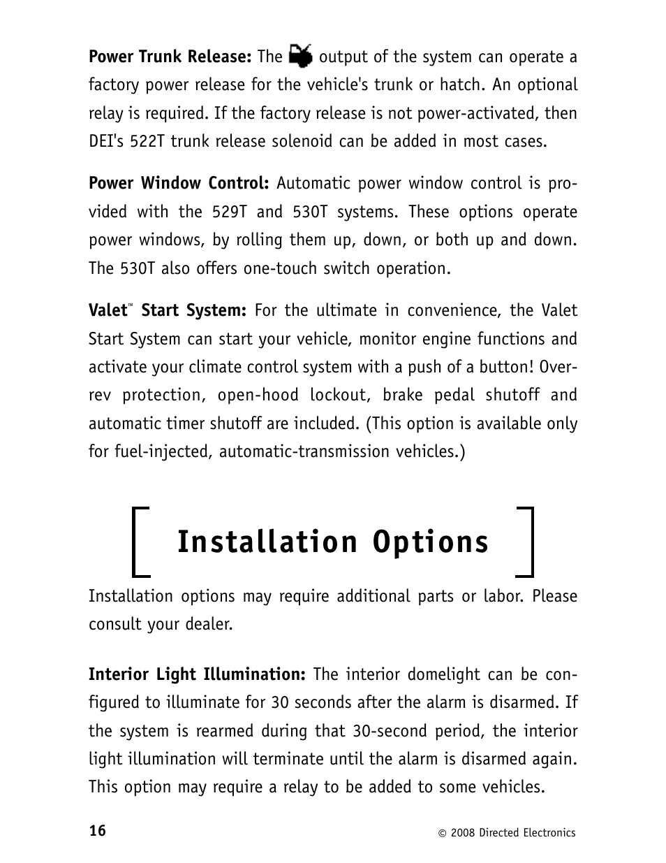 Installation options | Avital 3100L User Manual | Page 20 / 24