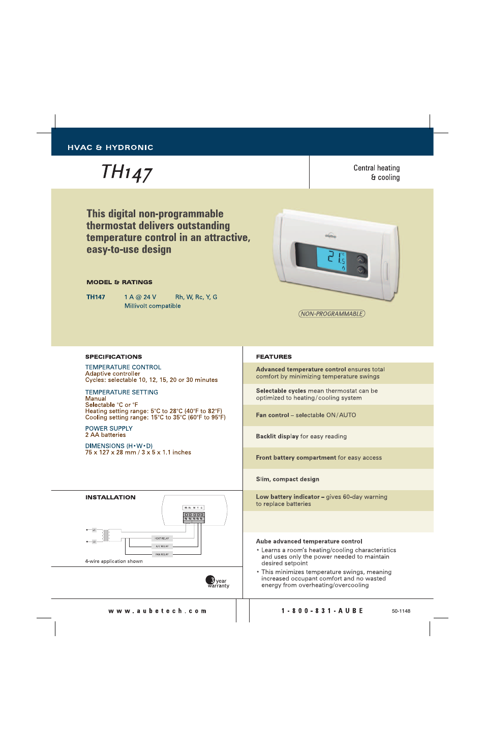 Aube Technologies TH147 User Manual | 1 page