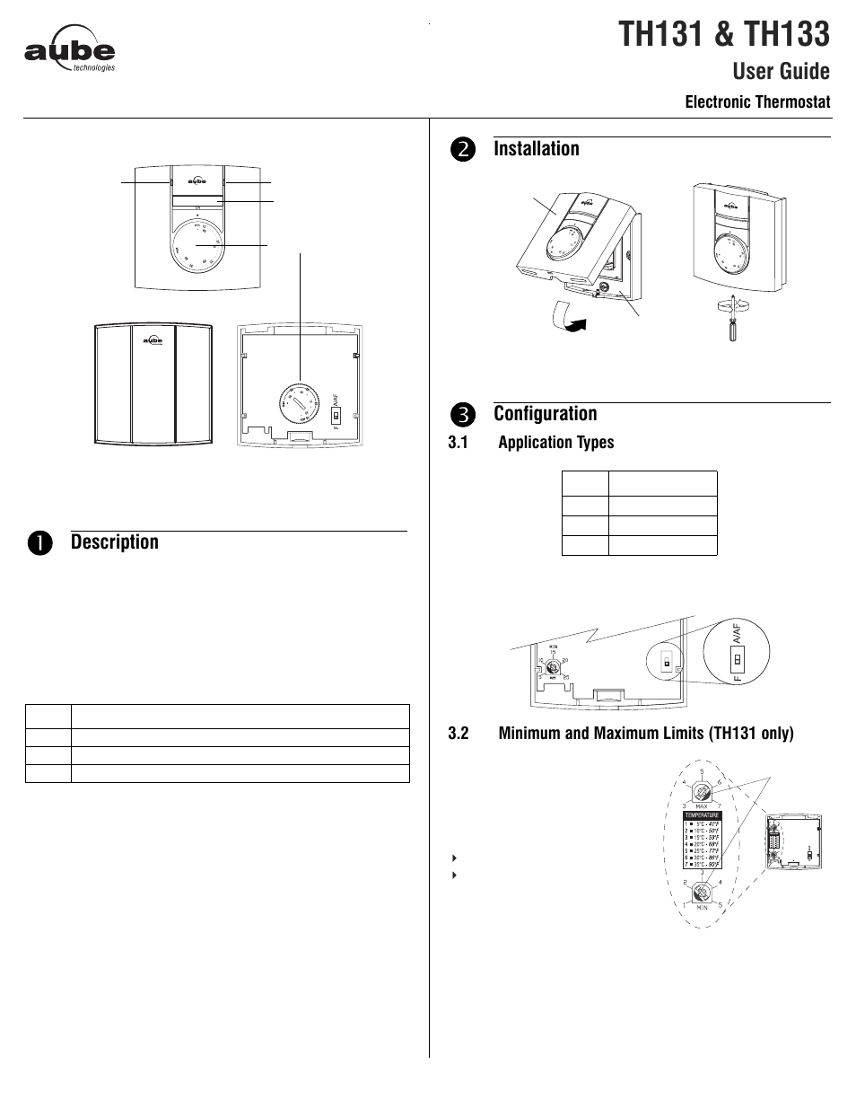 Aube Technologies TH133 User Manual | 3 pages