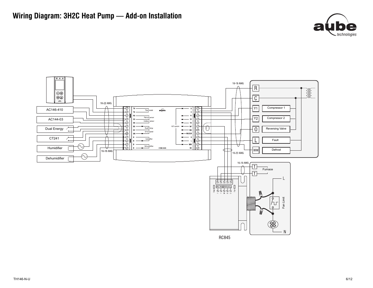 Aube Technologies AUBE NON-PROGRAMMABLE H/C CONTROLLER TH146-N-U User Manual | Page 6 / 12