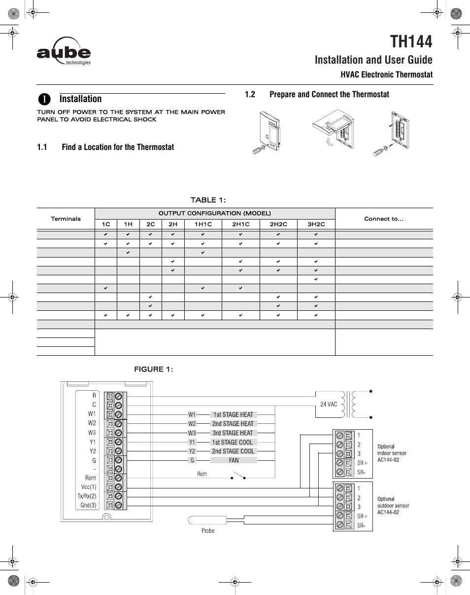 Aube Technologies TH144 User Manual | 6 pages