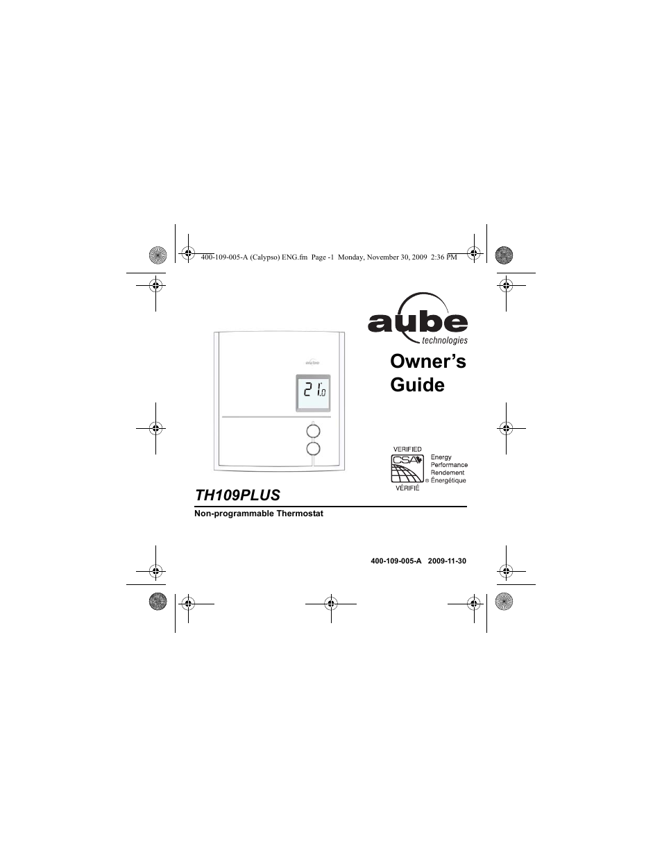 Aube Technologies TH109PLUS User Manual | 14 pages