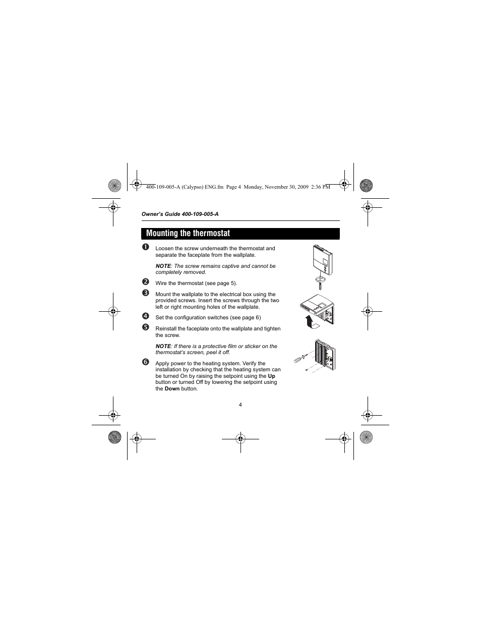 Mounting the thermostat | Aube Technologies TH109PLUS User Manual | Page 6 / 14