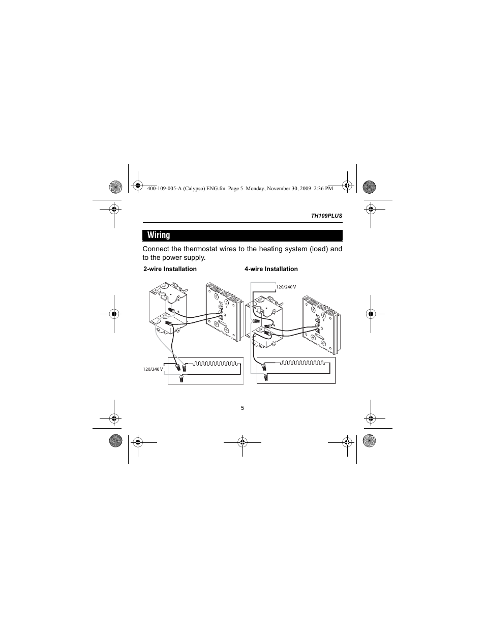 Wiring | Aube Technologies TH109PLUS User Manual | Page 7 / 14