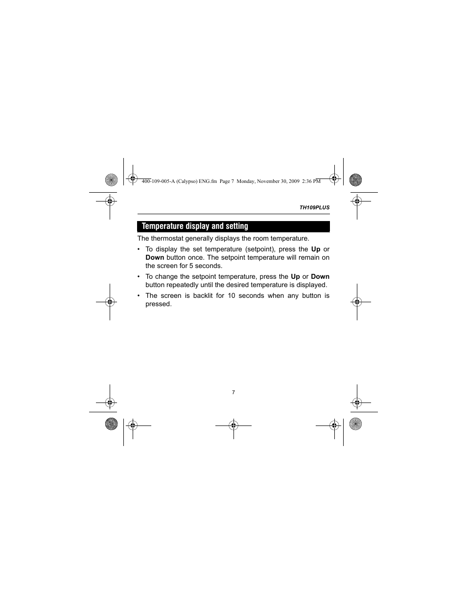 Temperature display and setting | Aube Technologies TH109PLUS User Manual | Page 9 / 14