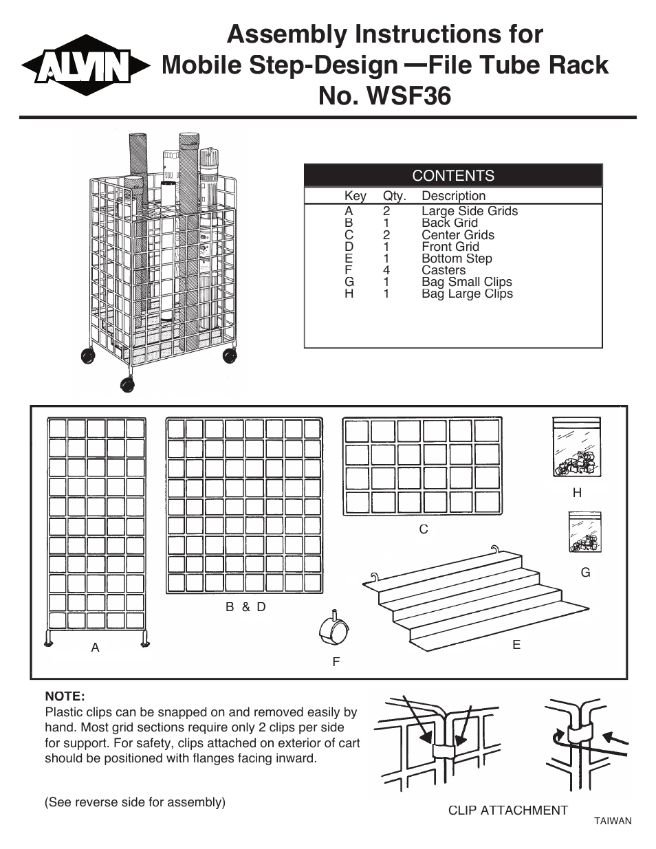 Alvin Mobile Step-Design File Tube Rack WSF36 User Manual | 2 pages