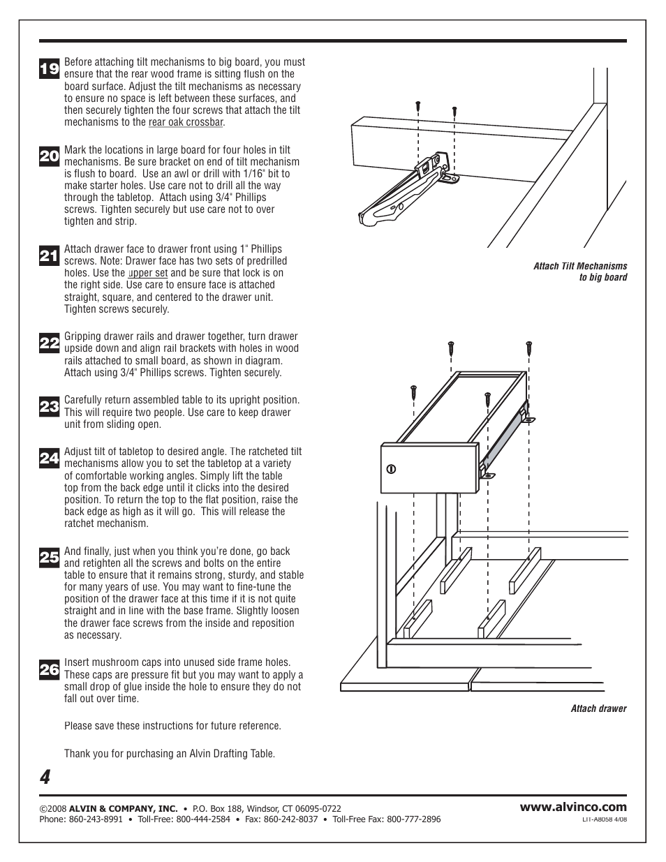 Alvin Split Top Drafting Tables Titan II User Manual | Page 4 / 4