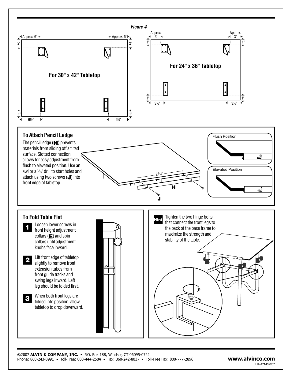 Alvin Drafting Table Onyx User Manual | Page 2 / 2