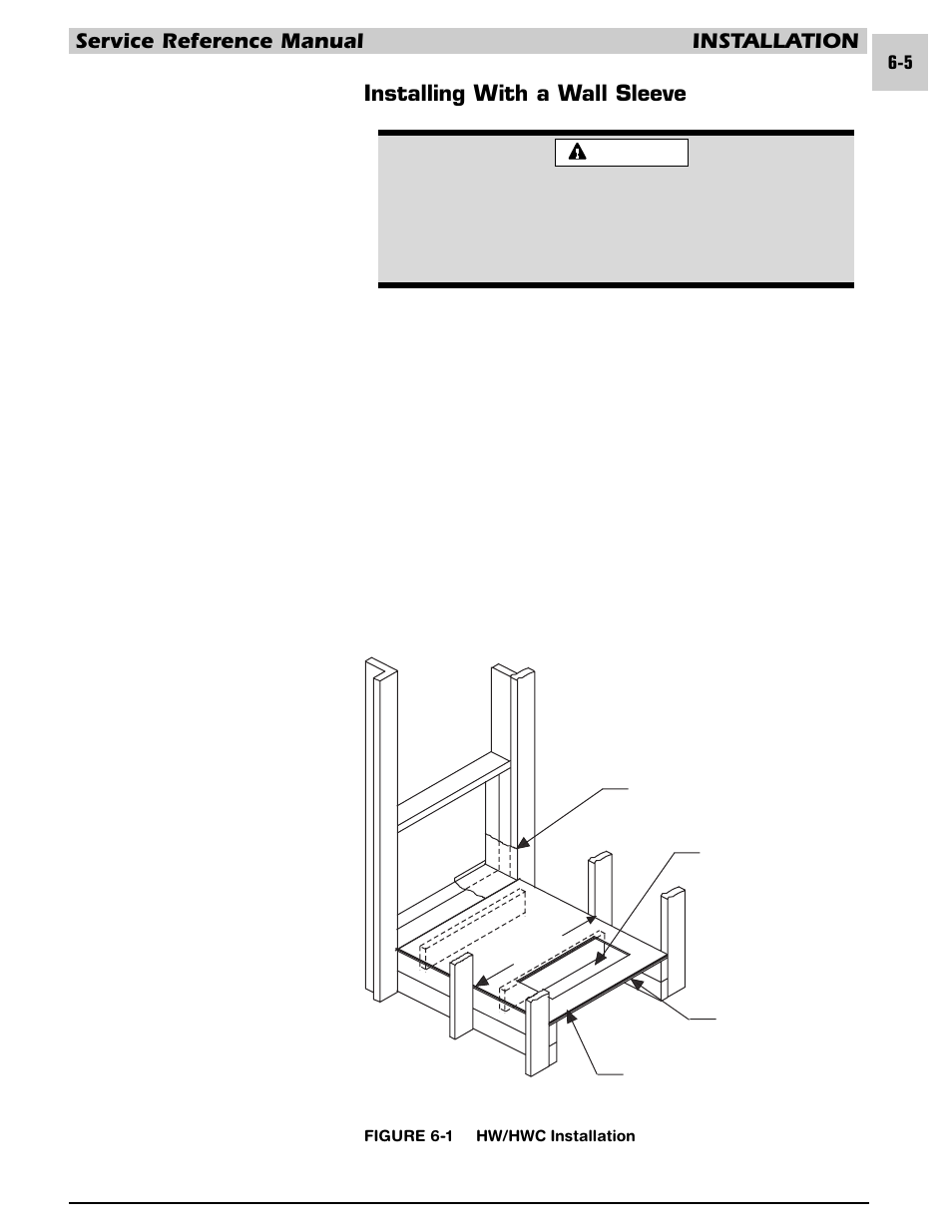 Service reference manual installation, Installing with a wall sleeve | Armstrong World Industries HWC PREMIER 183 User Manual | Page 112 / 196