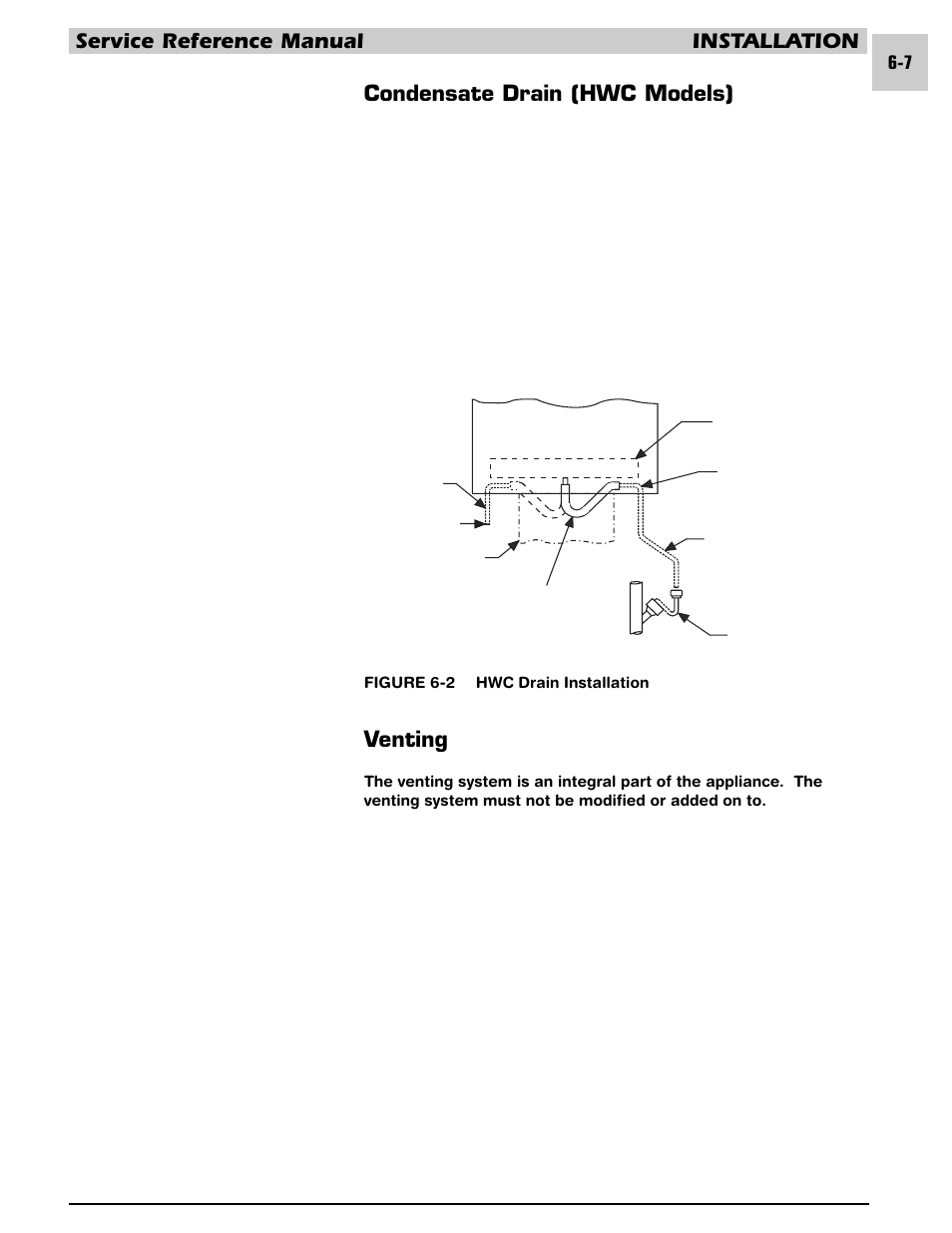 Service reference manual installation, Condensate drain (hwc models), Venting | Armstrong World Industries HWC PREMIER 183 User Manual | Page 114 / 196