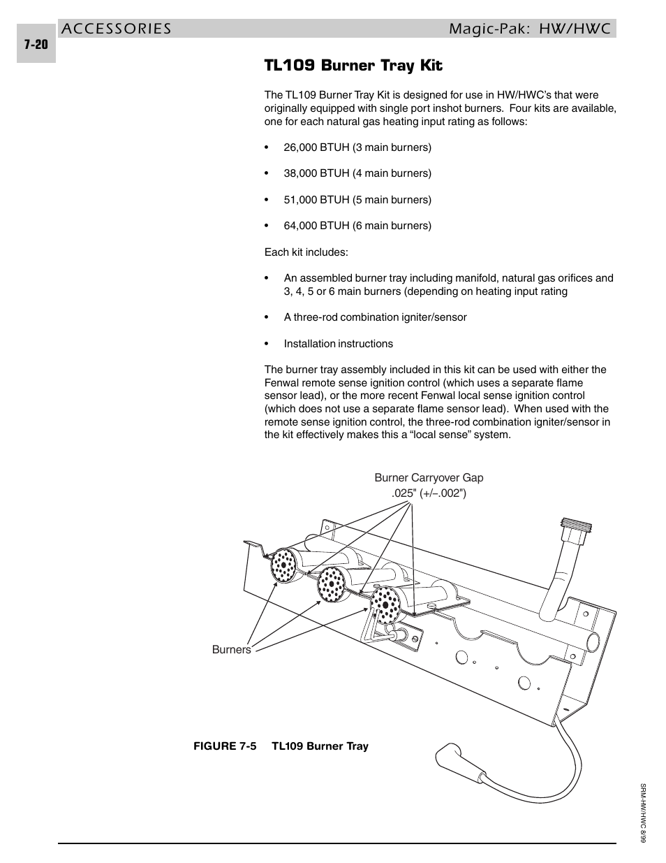 Tl109 burner tray kit | Armstrong World Industries HWC PREMIER 183 User Manual | Page 142 / 196