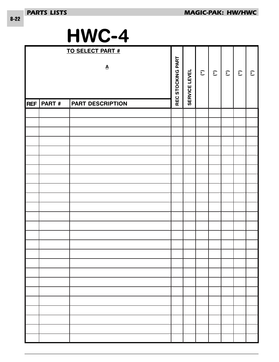 Hwc-4, Parts lists magic-pak: hw/hwc | Armstrong World Industries HWC PREMIER 183 User Manual | Page 165 / 196