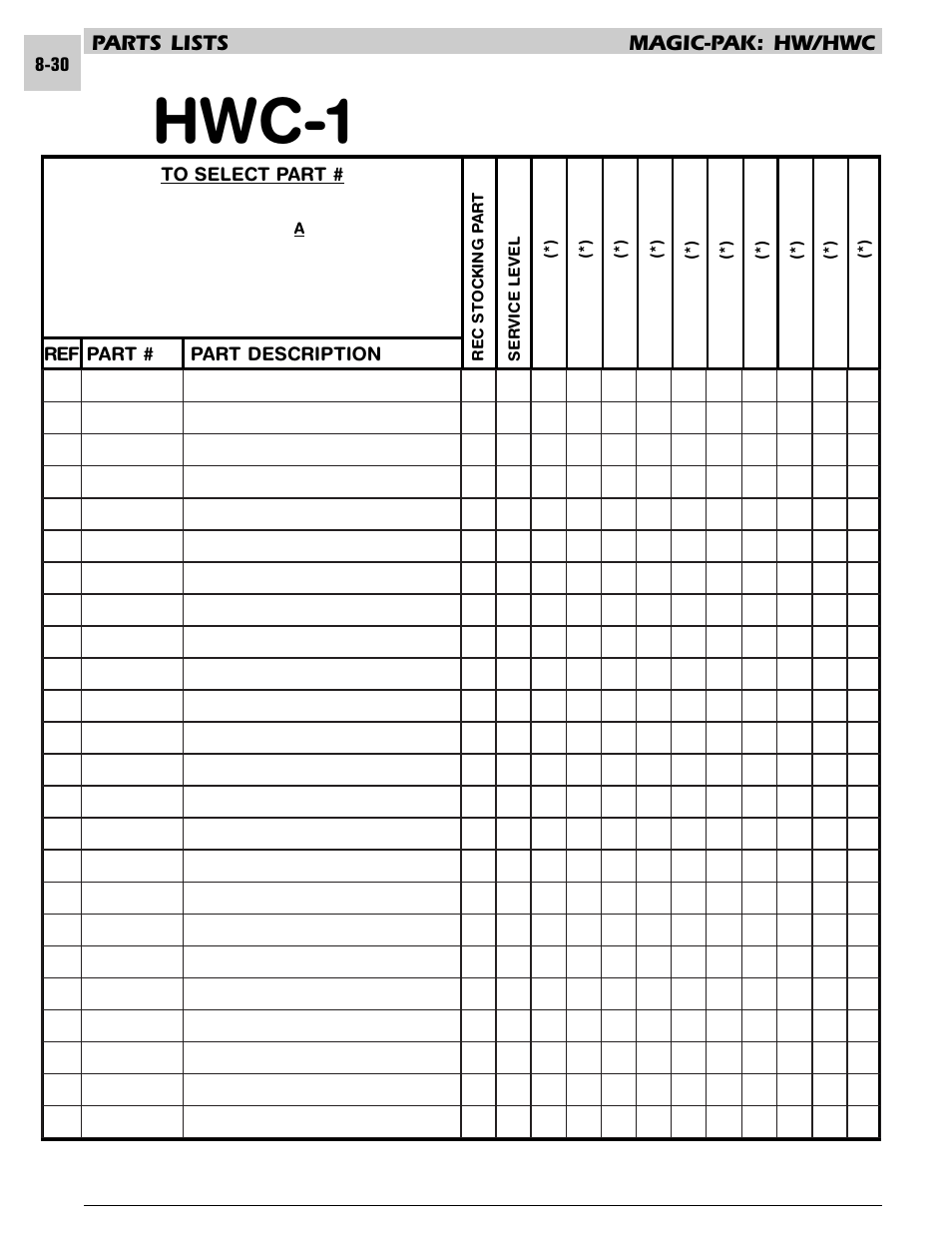 Hwc-1, Parts lists magic-pak: hw/hwc | Armstrong World Industries HWC PREMIER 183 User Manual | Page 173 / 196