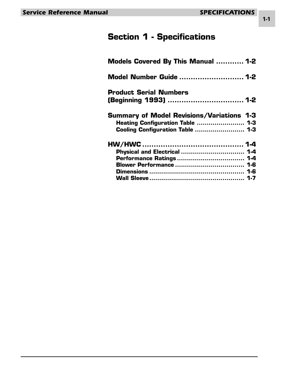 Section 1 - specifications | Armstrong World Industries HWC PREMIER 183 User Manual | Page 4 / 196
