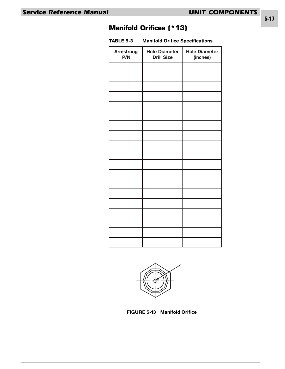 Service reference manual unit components, Manifold orifices (*13) | Armstrong World Industries HWC PREMIER 183 User Manual | Page 80 / 196