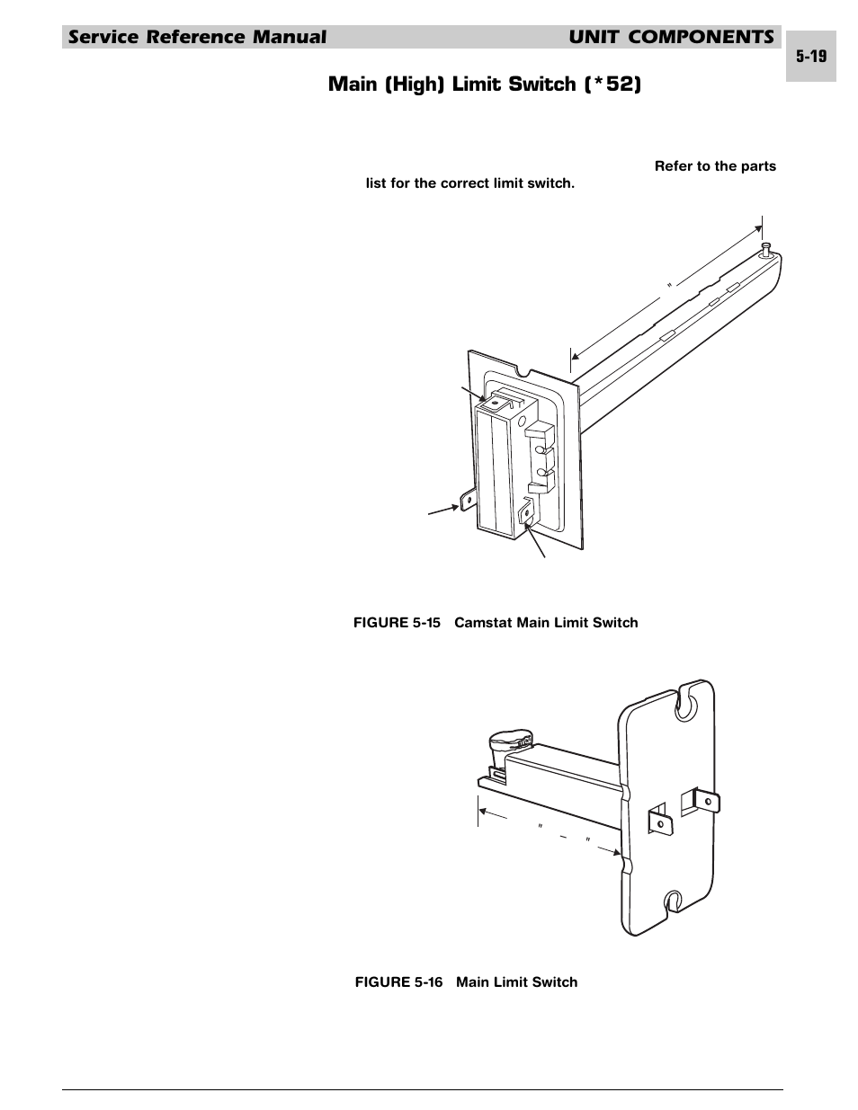Service reference manual unit components, Main (high) limit switch (*52) | Armstrong World Industries HWC PREMIER 183 User Manual | Page 82 / 196