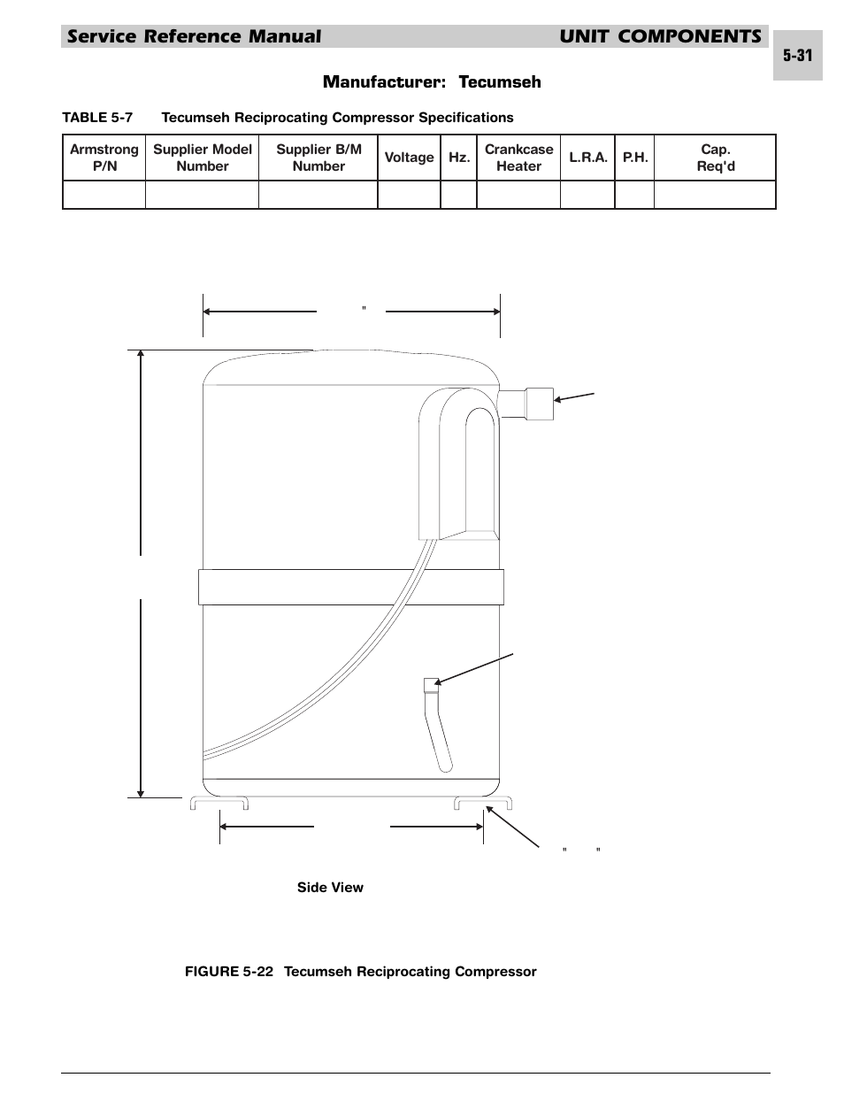 Service reference manual unit components | Armstrong World Industries HWC PREMIER 183 User Manual | Page 94 / 196