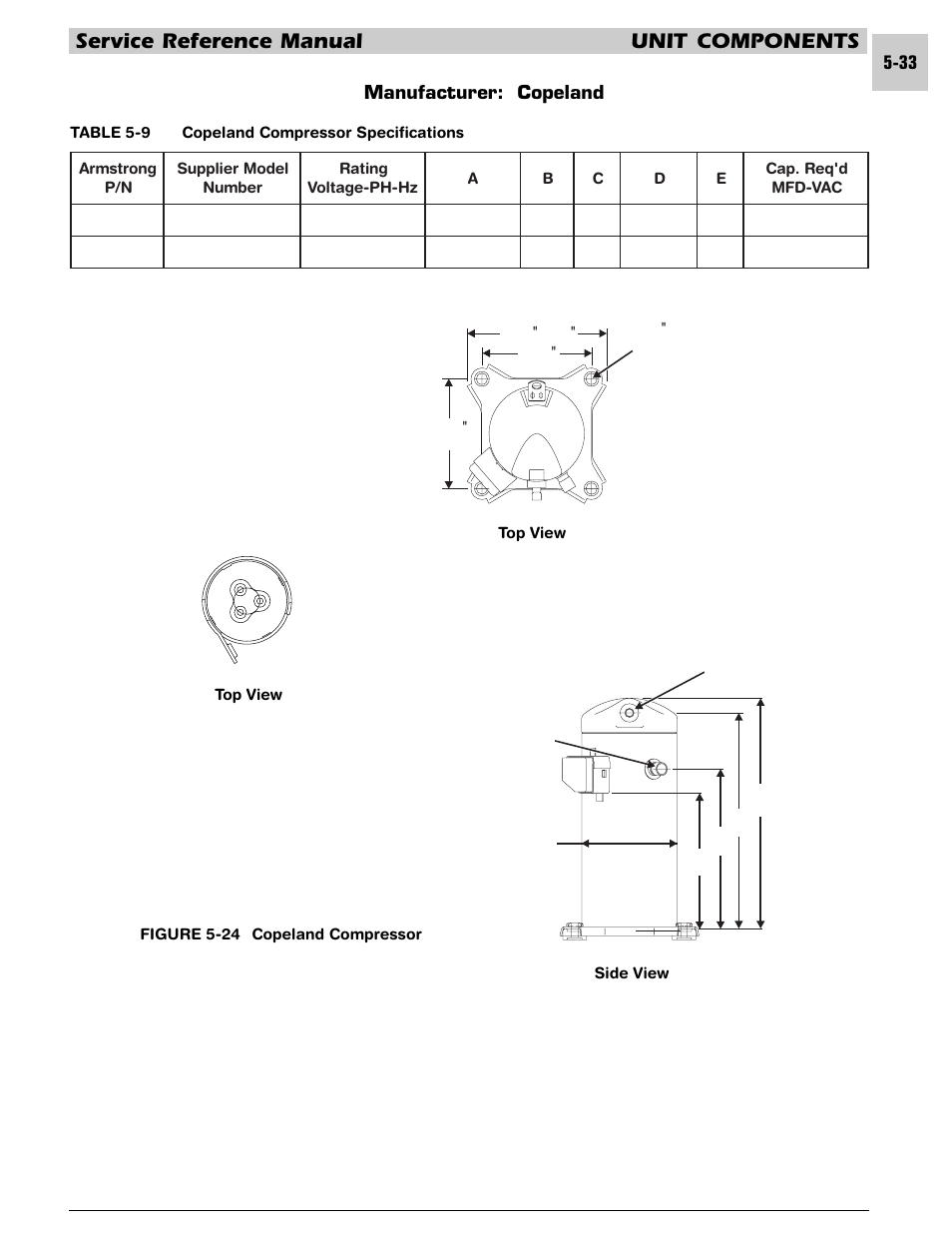 Service reference manual unit components | Armstrong World Industries HWC PREMIER 183 User Manual | Page 96 / 196