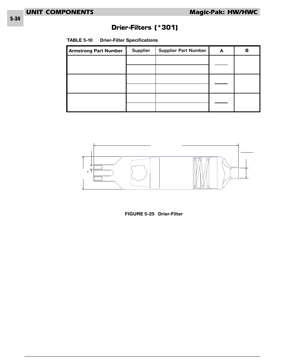 Unit components magic-pak: hw/hwc, Drier-filters (*301) | Armstrong World Industries HWC PREMIER 183 User Manual | Page 97 / 196