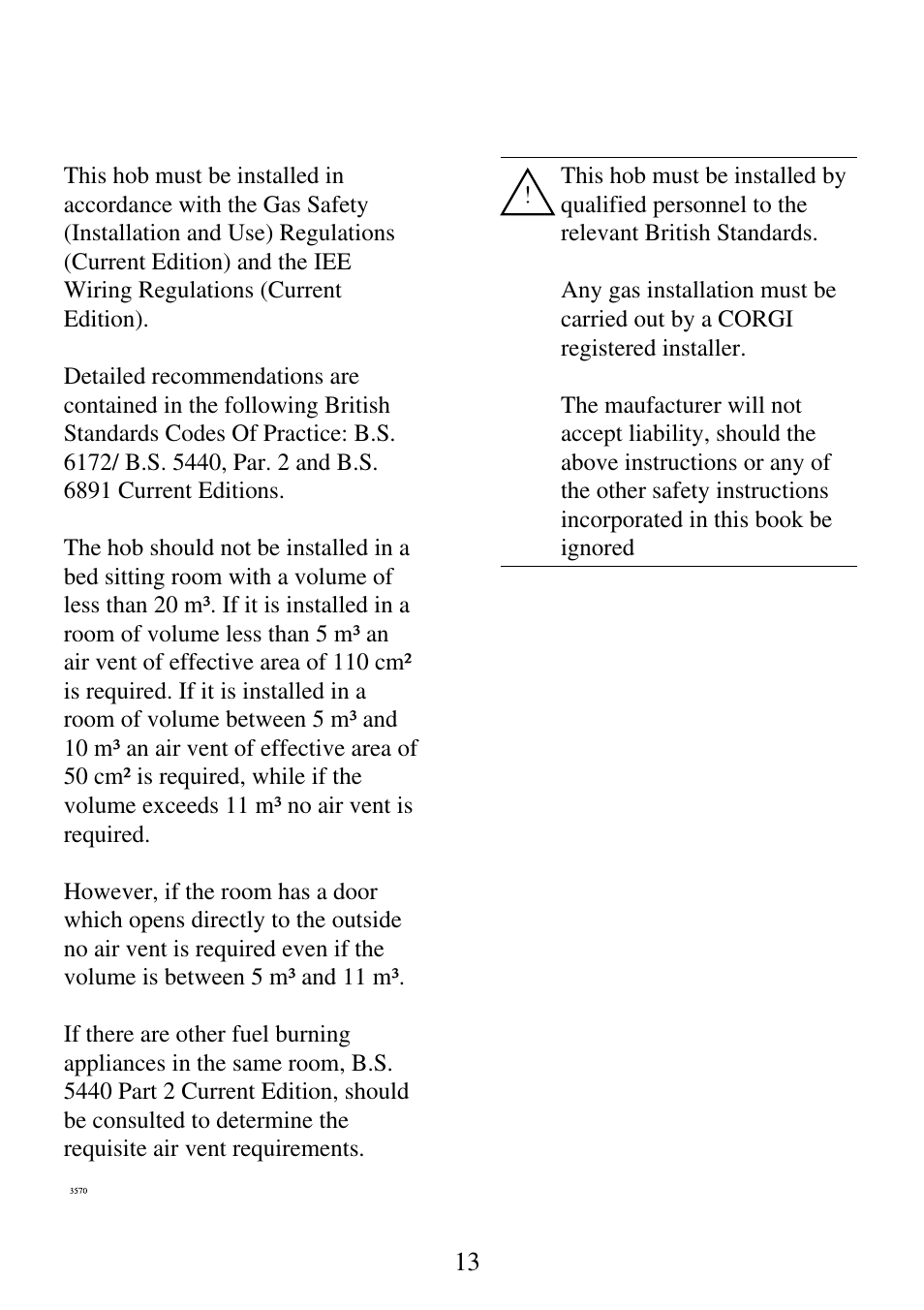 Important safety requirments | AEG 3531 WK-M GB 949600835 User Manual | Page 13 / 24