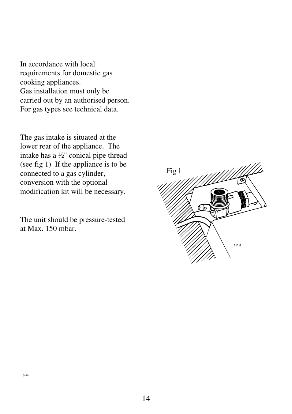 Gas connection | AEG 3531 WK-M GB 949600835 User Manual | Page 14 / 24