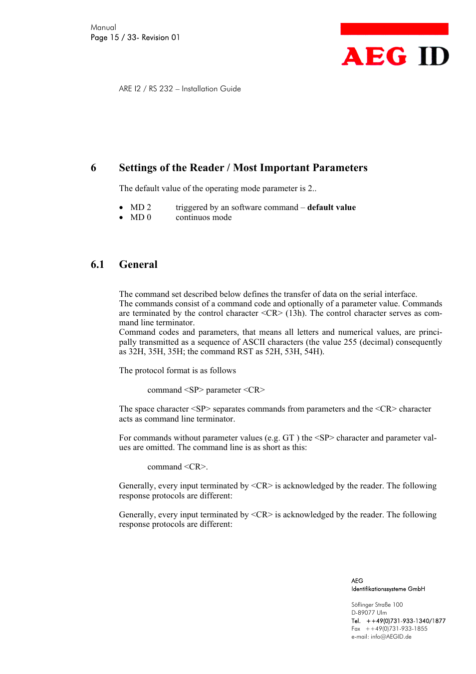 1 general | AEG COMPACT READER ARE I2 User Manual | Page 15 / 33