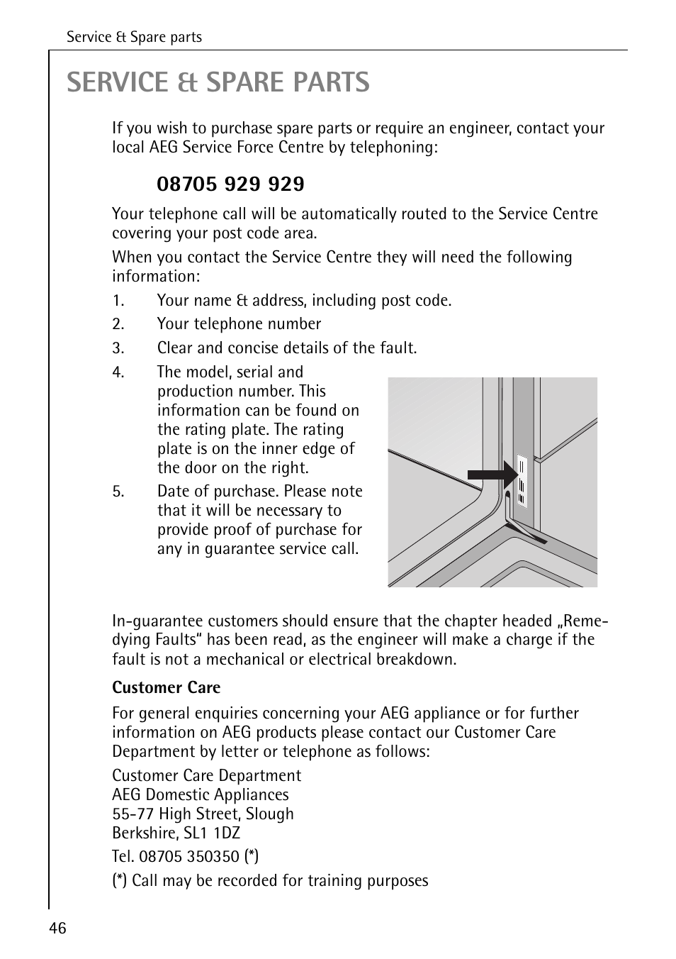 Service & spare parts | AEG COMPETENCE B 4100 User Manual | Page 46 / 60