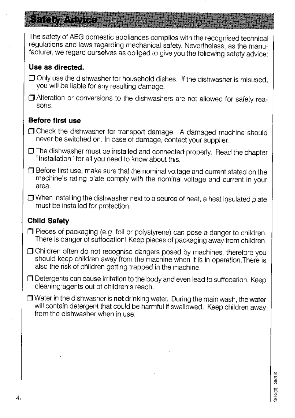 Use as directed, Before first use, Child safety | AEG OKO_FAVORIT 3220 User Manual | Page 4 / 42