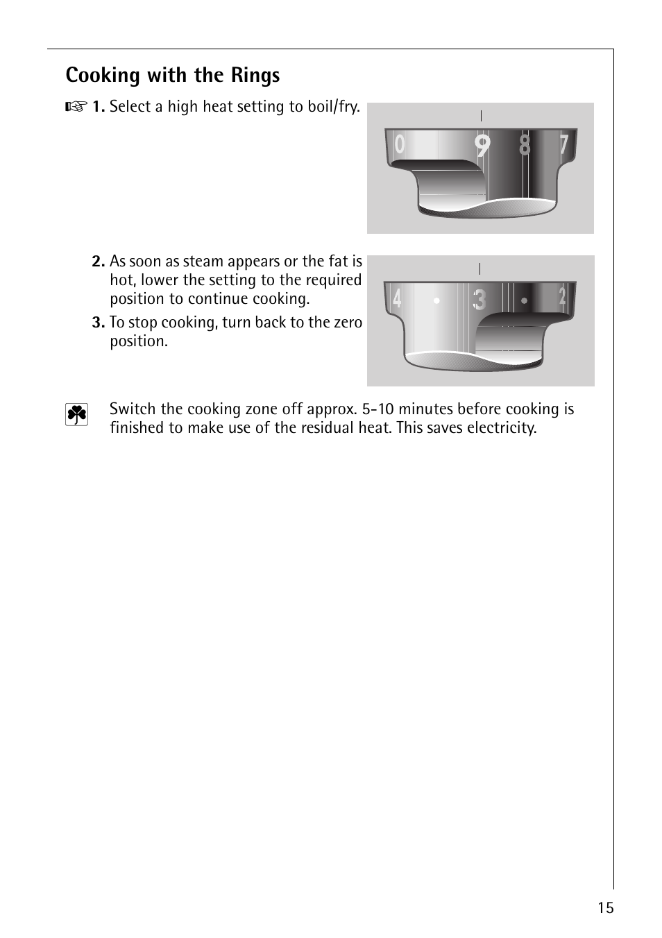 Cooking with the rings | AEG COMPETENCE E3000-1 User Manual | Page 15 / 44