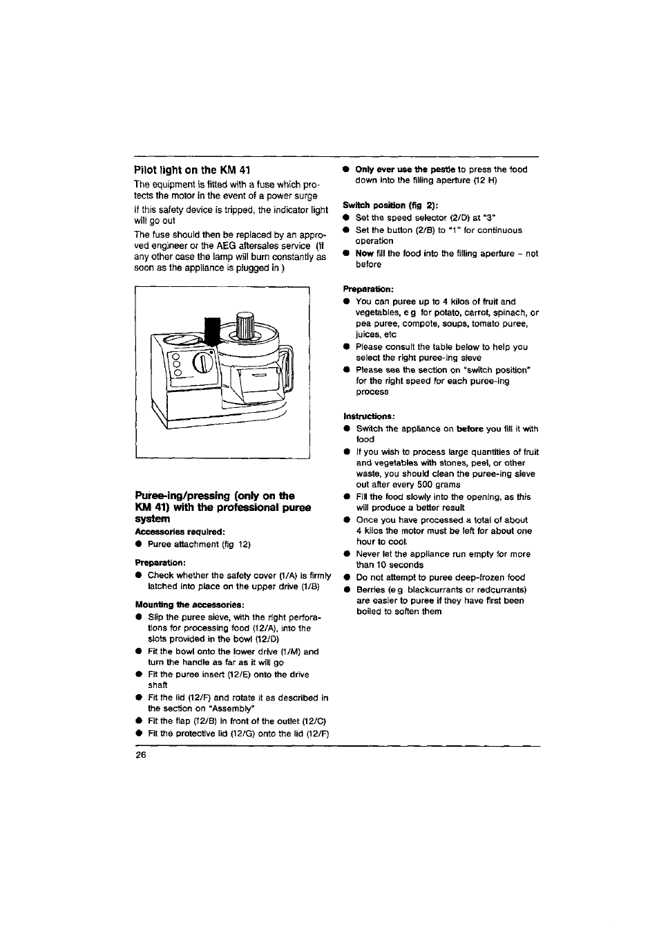 Pilot tight on the km 41 | AEG FINESSE KM 31 User Manual | Page 14 / 17