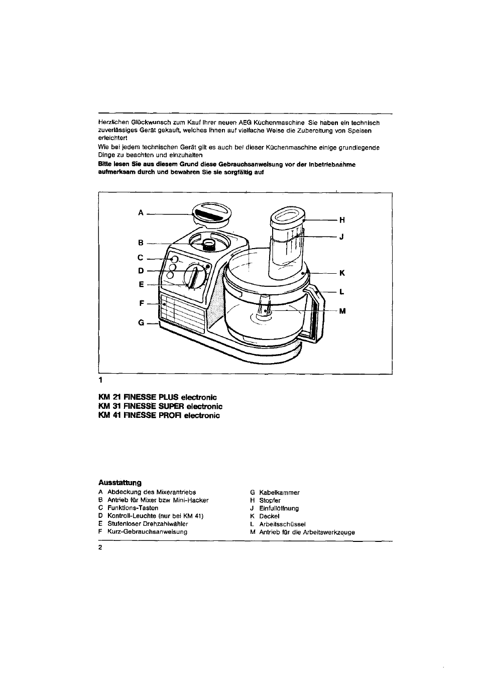 AEG FINESSE KM 31 User Manual | Page 2 / 17