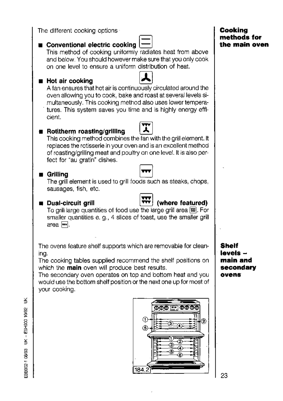 Conventional electric cooking, Hot air cooking, Rotitherrn roastlng/grilllng | Grilling | AEG 5210 V User Manual | Page 23 / 46
